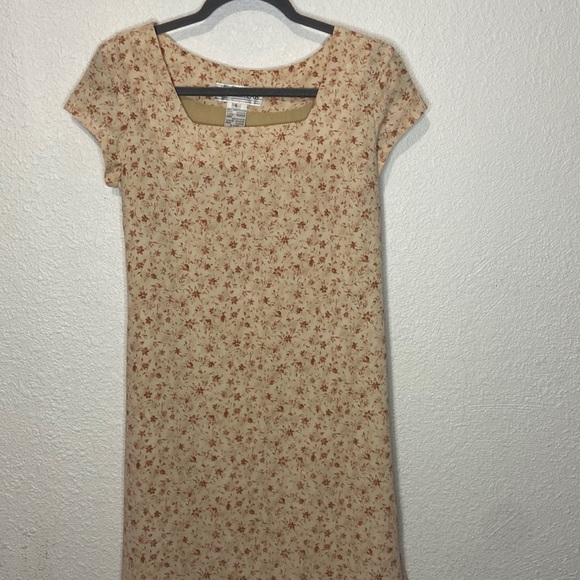Dresses & Skirts - Floral Orange/Salmon Midi Dress, Square Neck, Adjustable